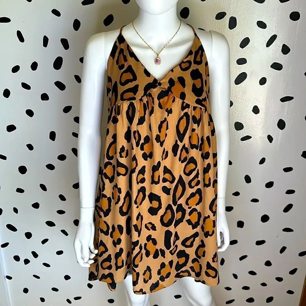 Leopard Print Razor Back Dress, M